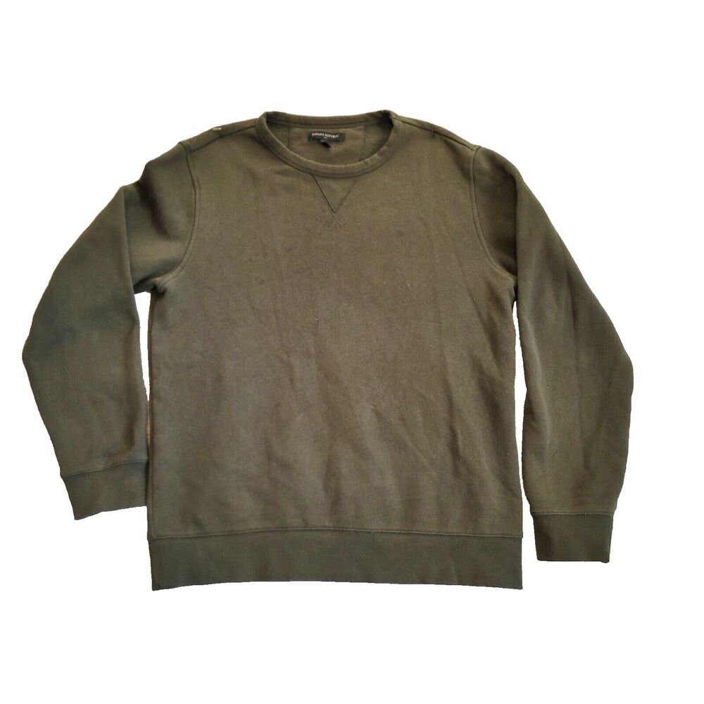 Banana Republic Sweatshirt Men's Medium Dark Green Crewneck Travel Outdoor